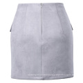 Kate Kasin Sexy Womens Stylish Slim Fit Haute taille Hips-Wrapped Grey Mini Skirt KK000604-3